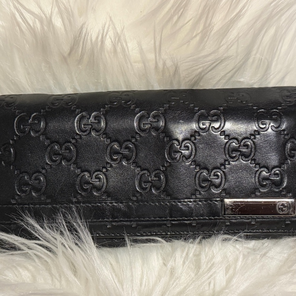 Authentic Gucci Black Leather Embossed Wallet wit… - image 1